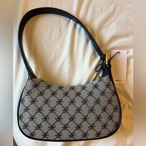 Mango Navy Blue Shoulder Bag with Monochrome Design